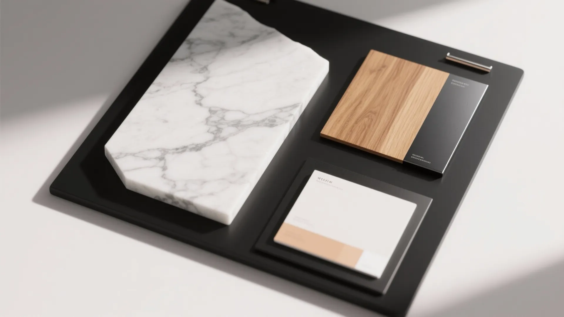 5) Mixed Materials: Marble with Wood and Matte Black