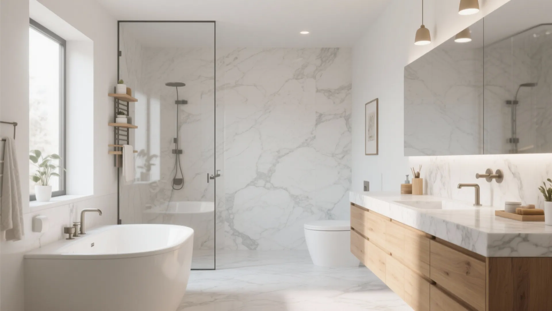 8. Marble with Warm Wood