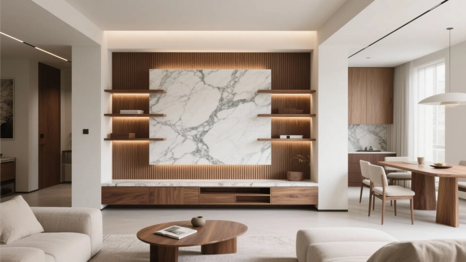 Marble + Wood: Warm Balance