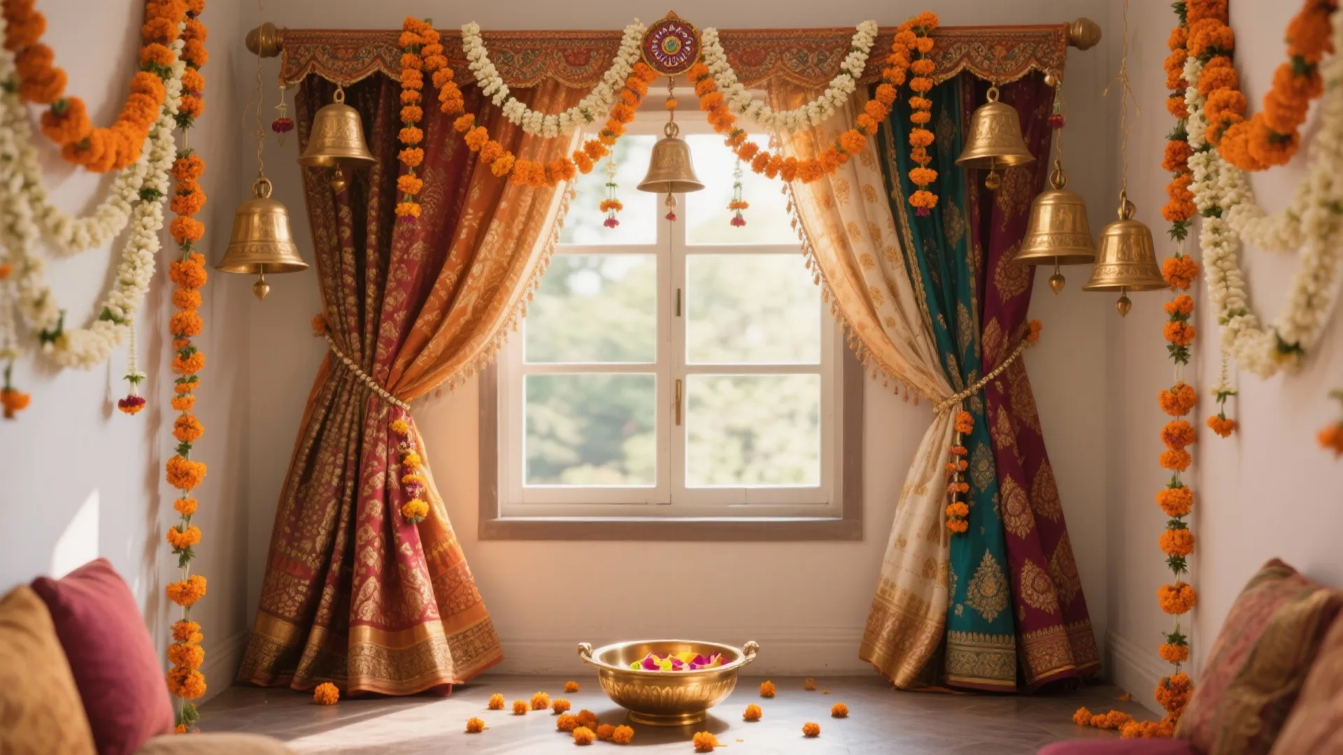 Marigold & Jasmine Backdrop with Heirloom Textiles