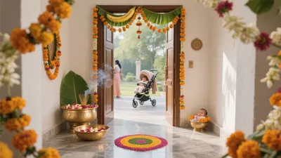 Indian Traditional Entrance Decor with Floral Garlands