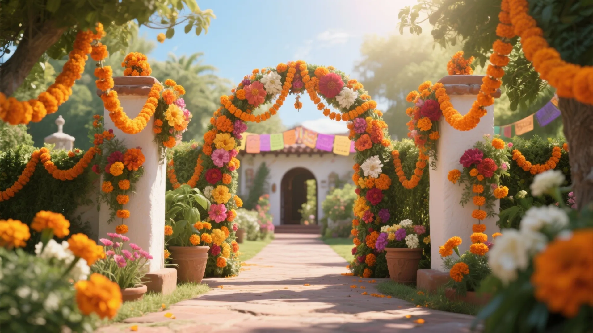 2. Marigold Garland Arches