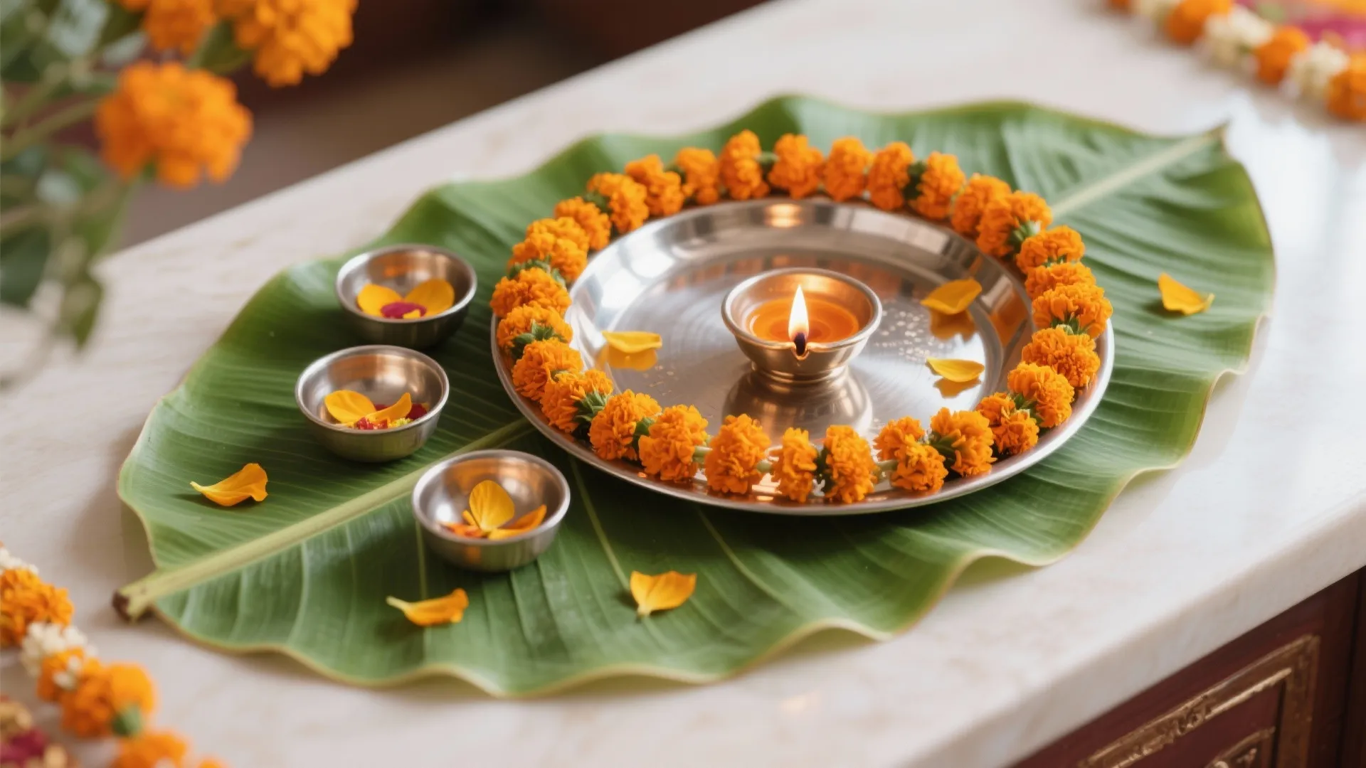 Marigold Ring with Reusable Leaf Base