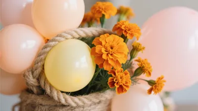 Festive Balloon & Flower Centerpiece for Celebrations
