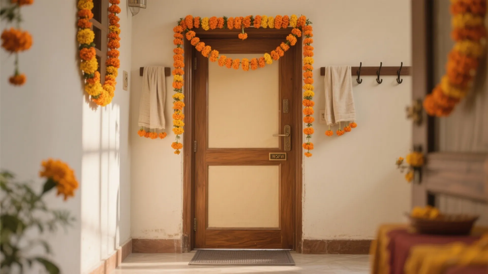 Marigold Torans and Framed Doorways