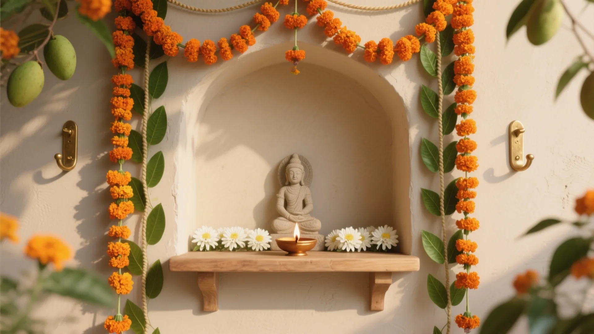 Marigold Torans That Frame the Altar