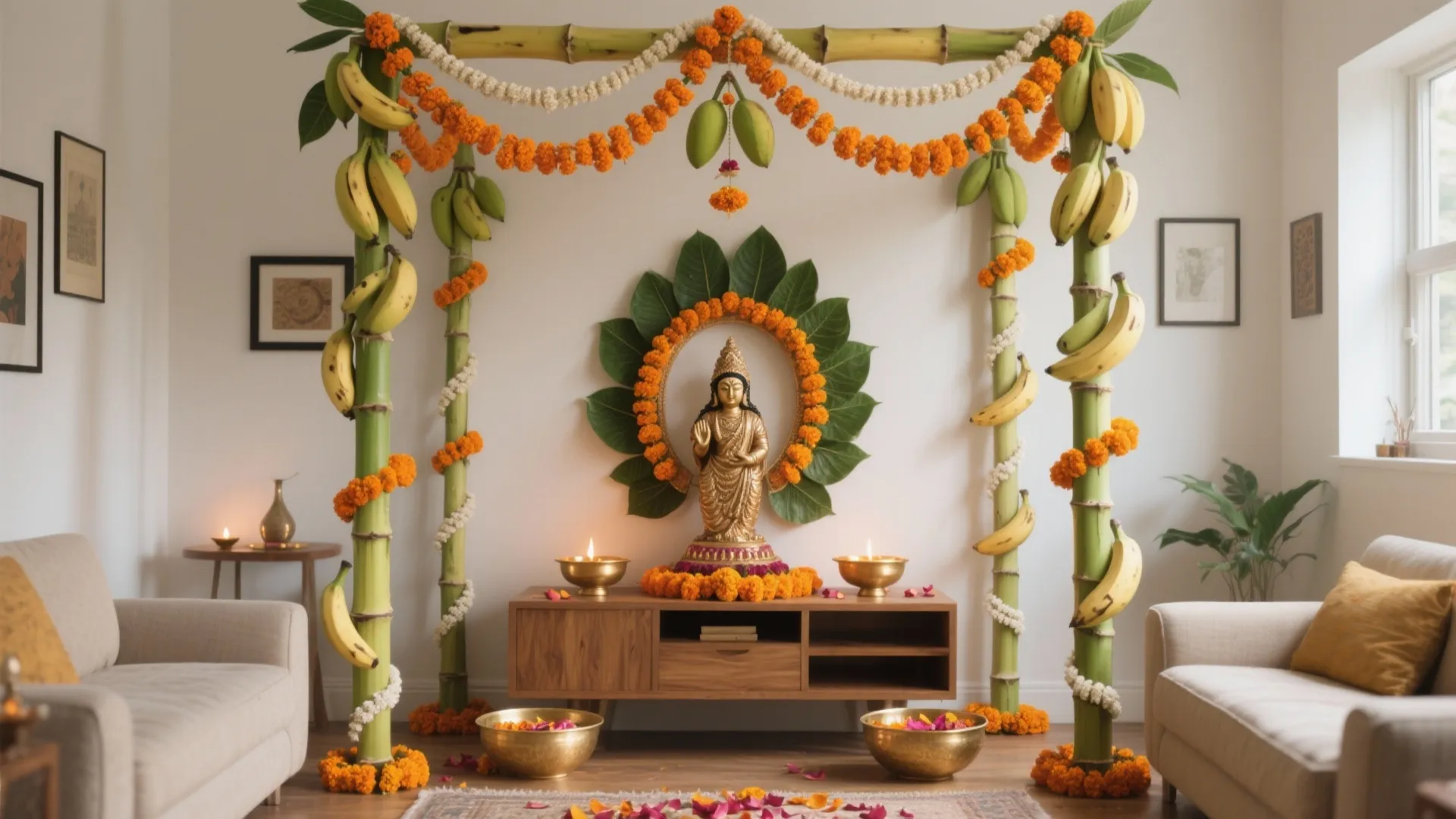 Marigold Toran & Mango-Leaf Mandap