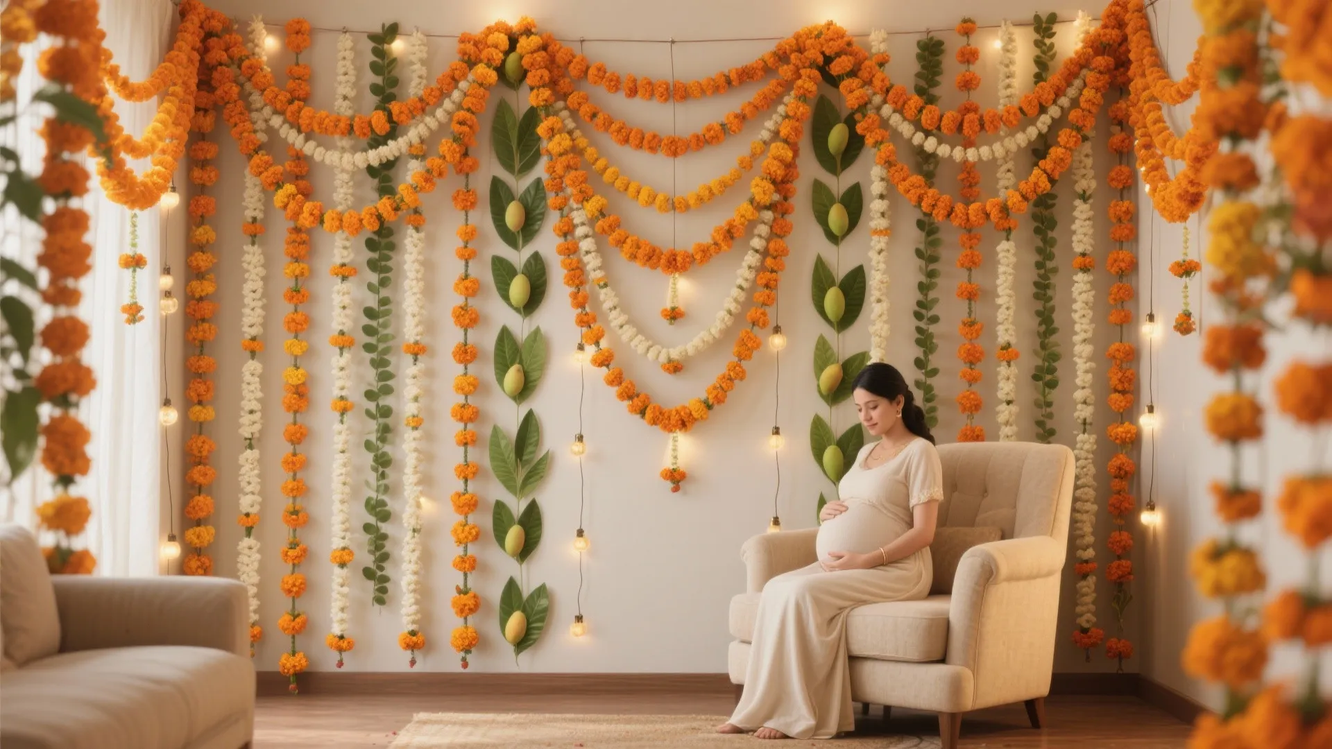 Marigold and Toran Layered Backdrop