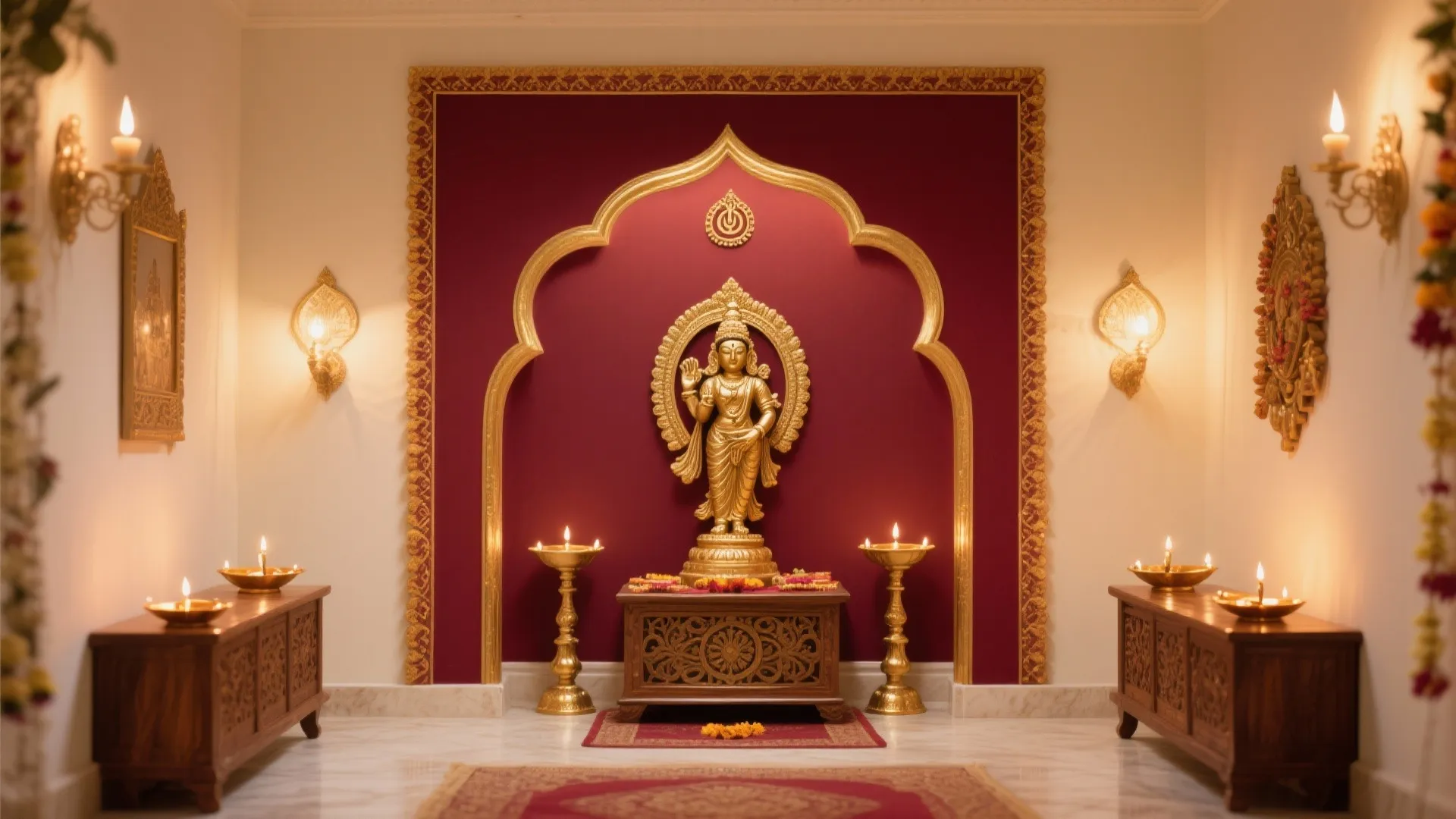 Deep Maroon with Gold Accents