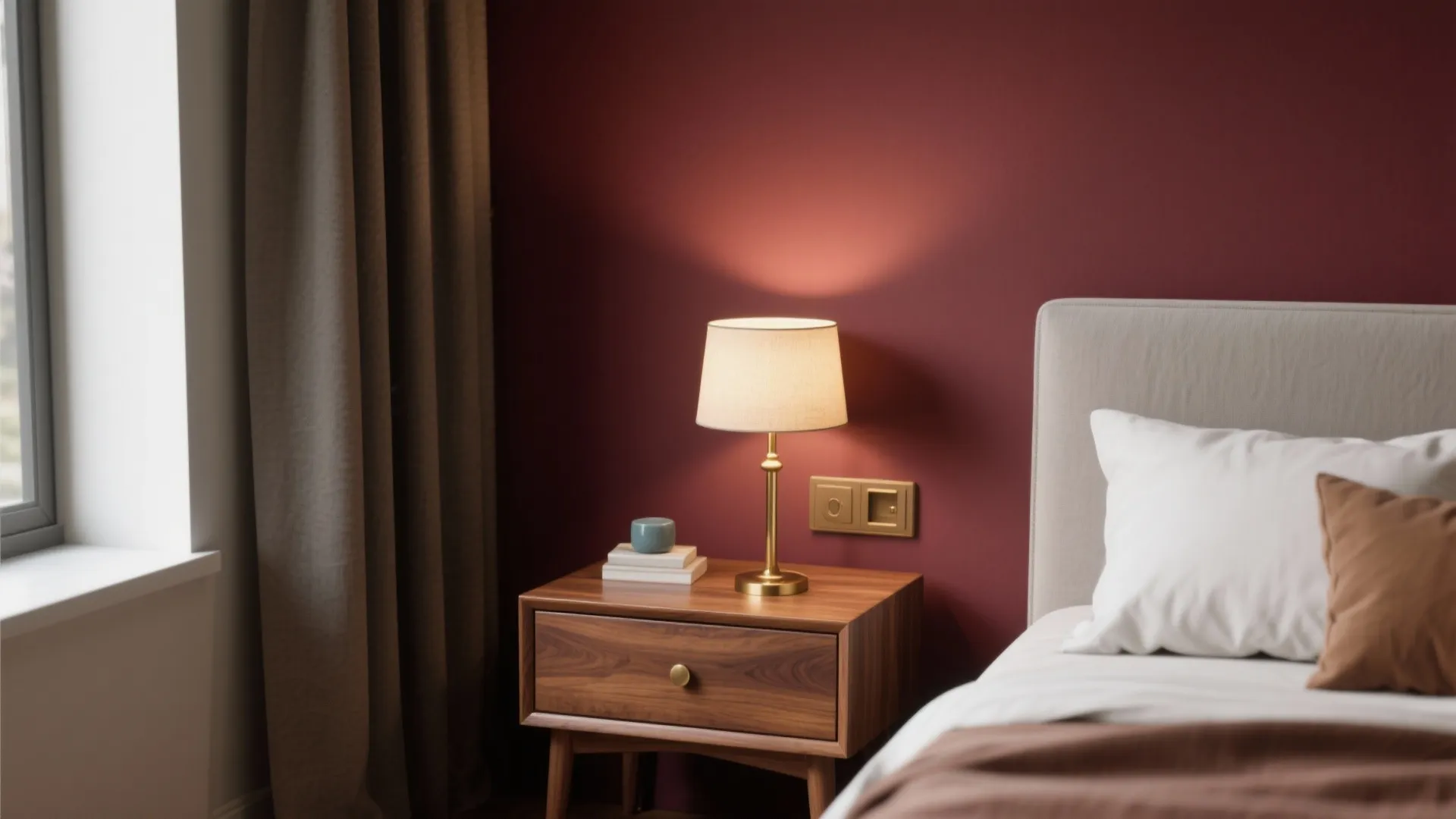 3. Pairing Maroon with Warm Wood and Brass