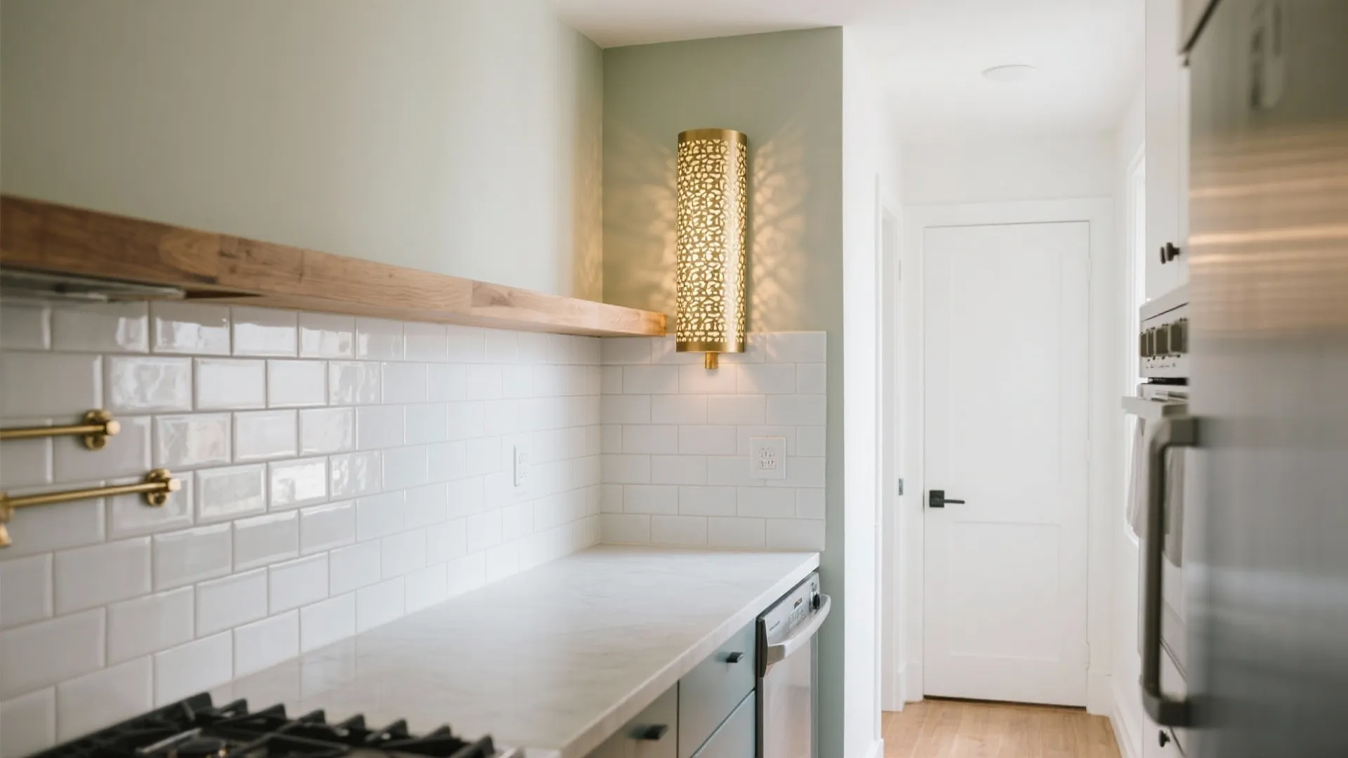 Perforated Brass Sconce with Mashrabiya Pattern