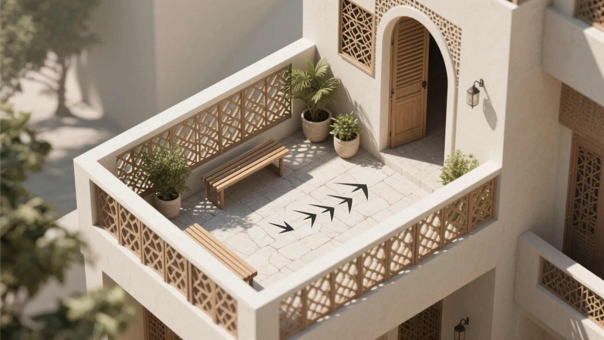 Mashrabiya Screens and Gentle Arches