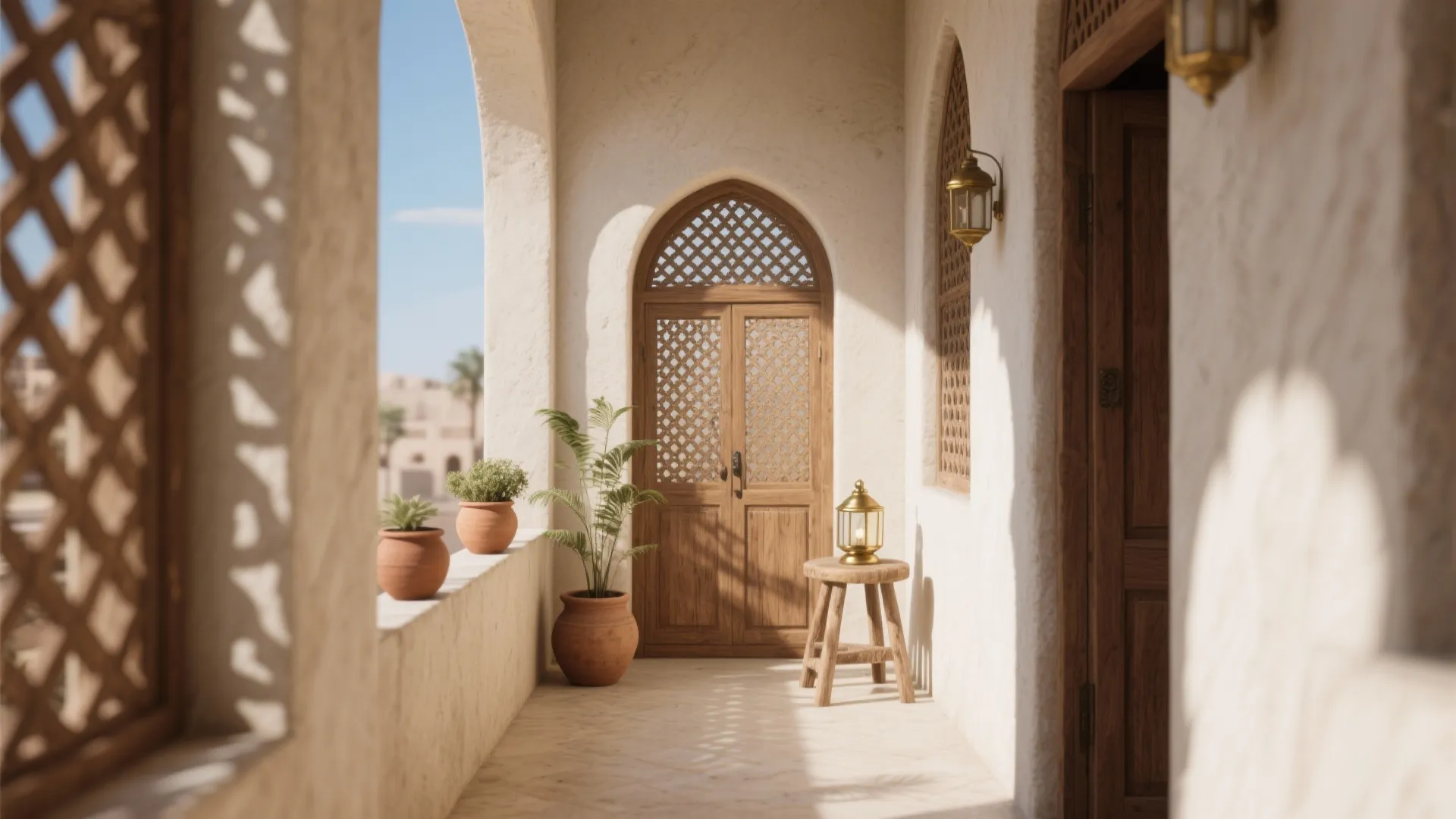 Mashrabiya Screens and Gentle Arches