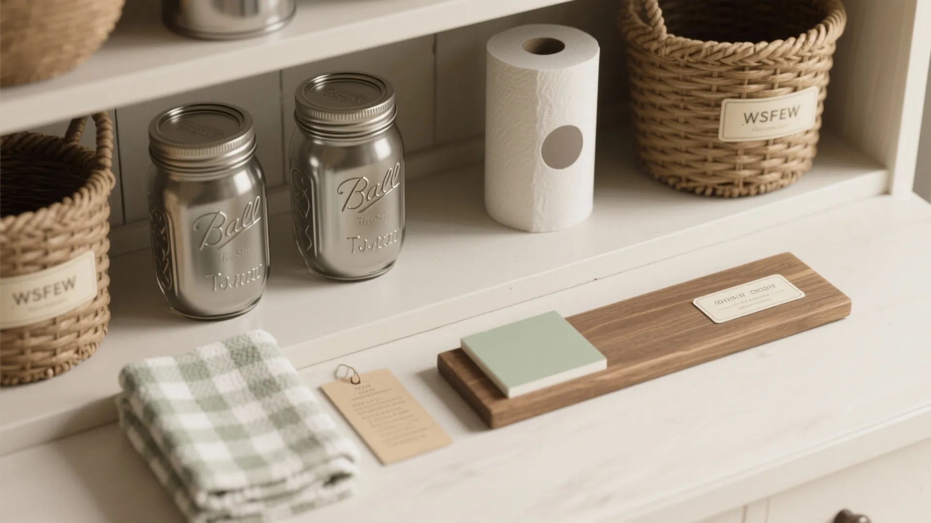 4. Mason Jar Storage, Woven Baskets, and Functional Decor