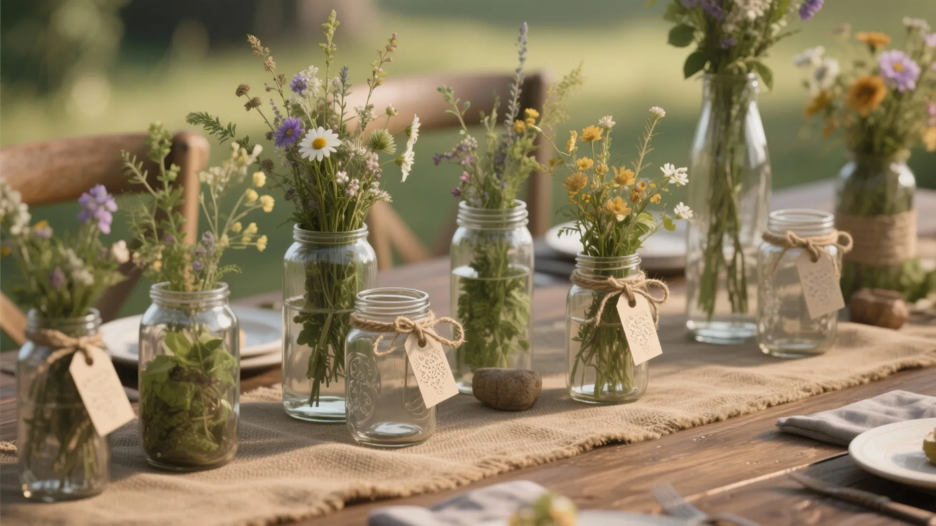 1. Mason Jar and Wildflower Centerpieces