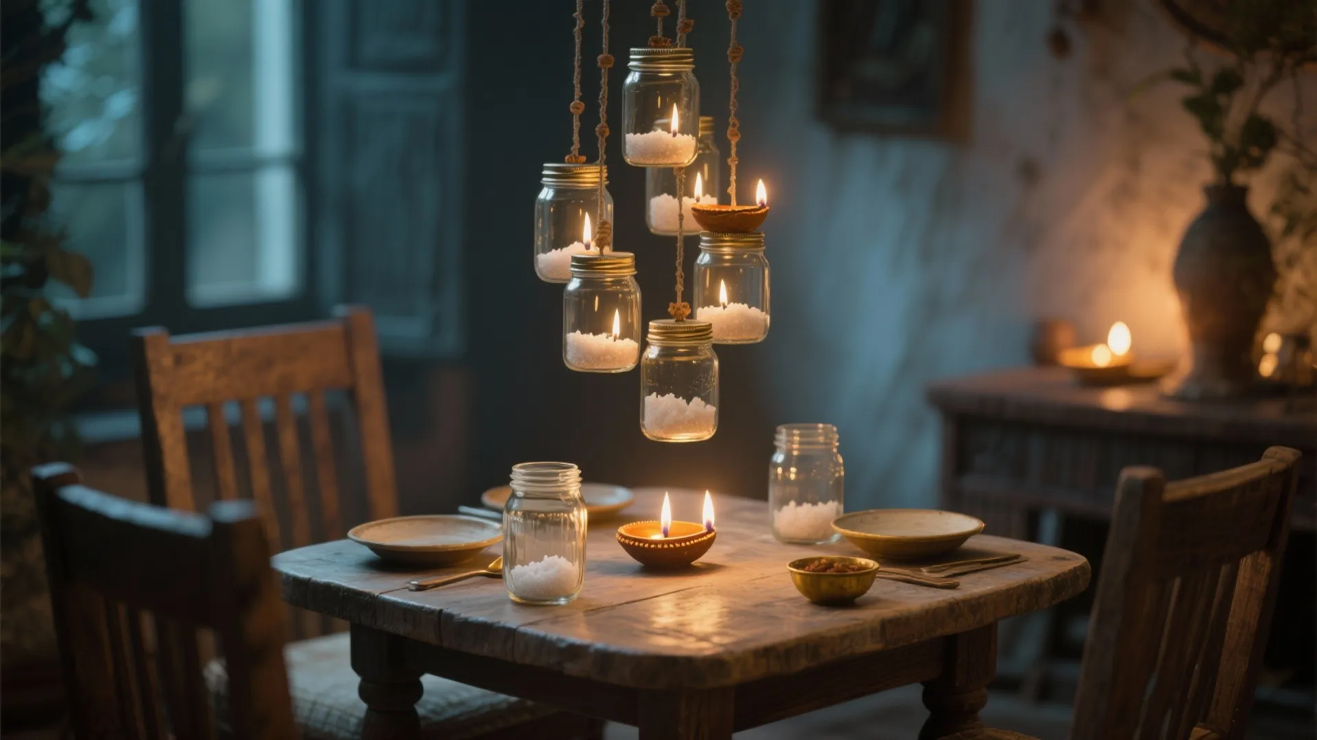 3. Mason Jar Diya Cluster