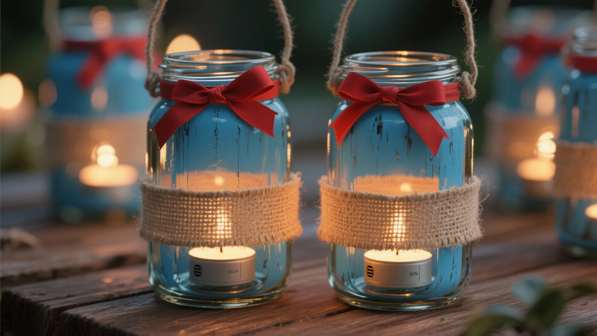 1. Mason jar lanterns with LED tea lights