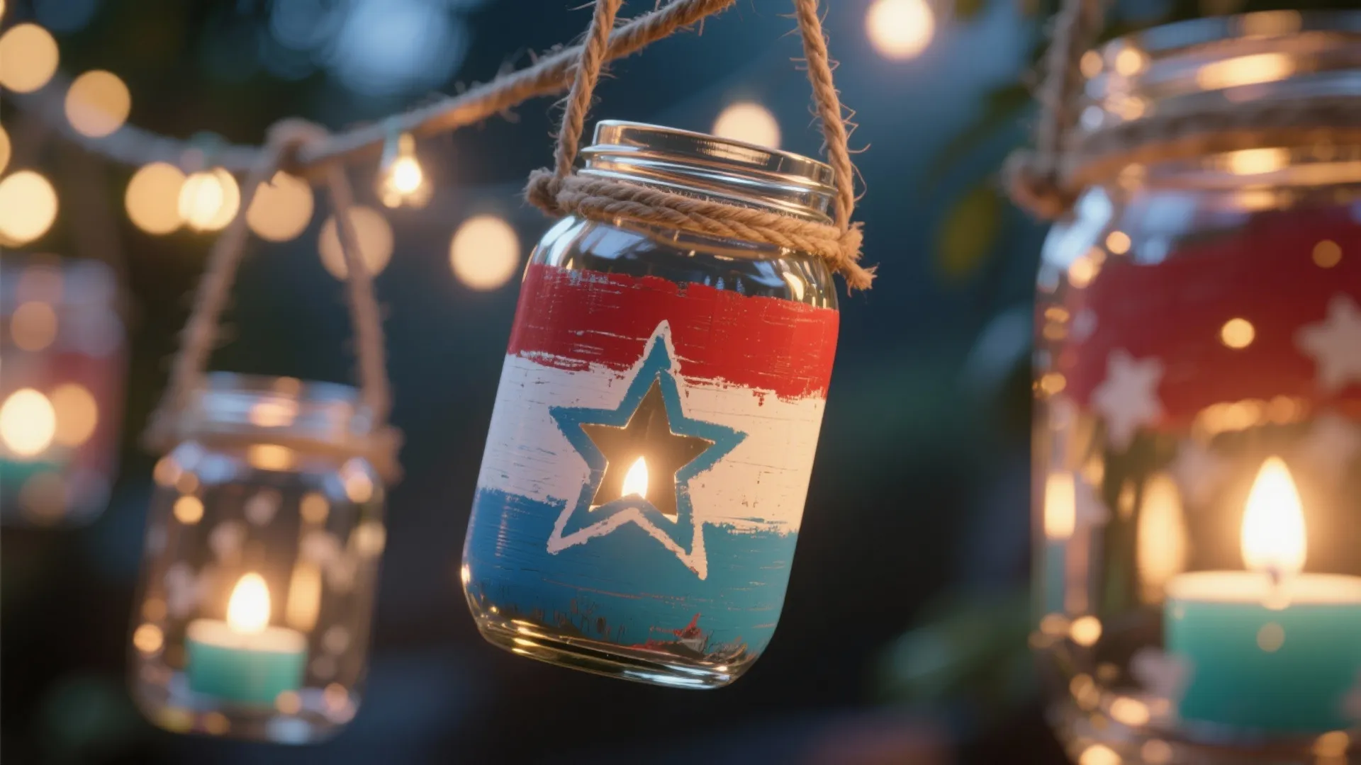 2. Mason Jar Lanterns with Battery Candles