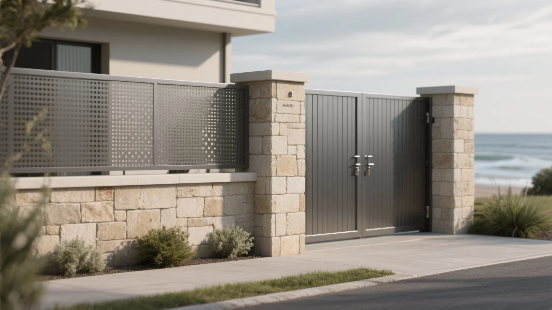 Mixed Masonry-and-Metal Gate for Balanced Security