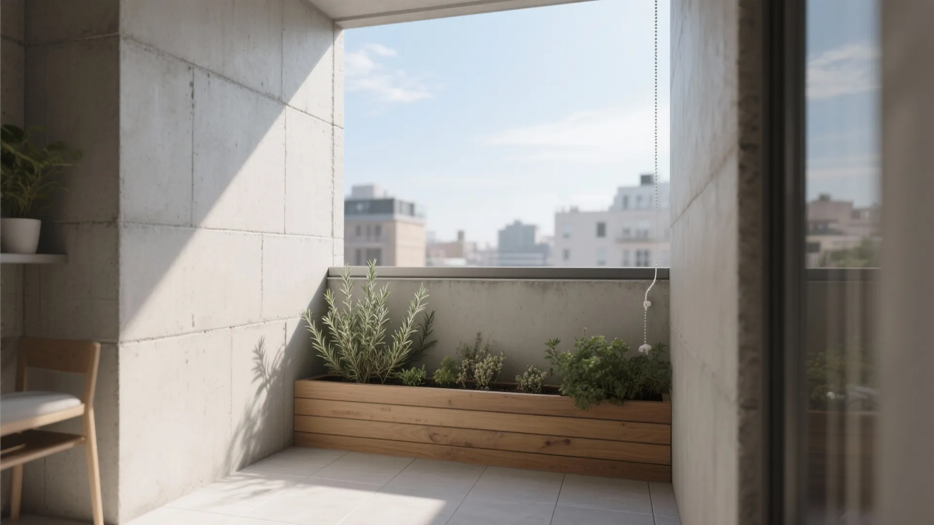 Minimal Masonry Half Wall with Planter Cap