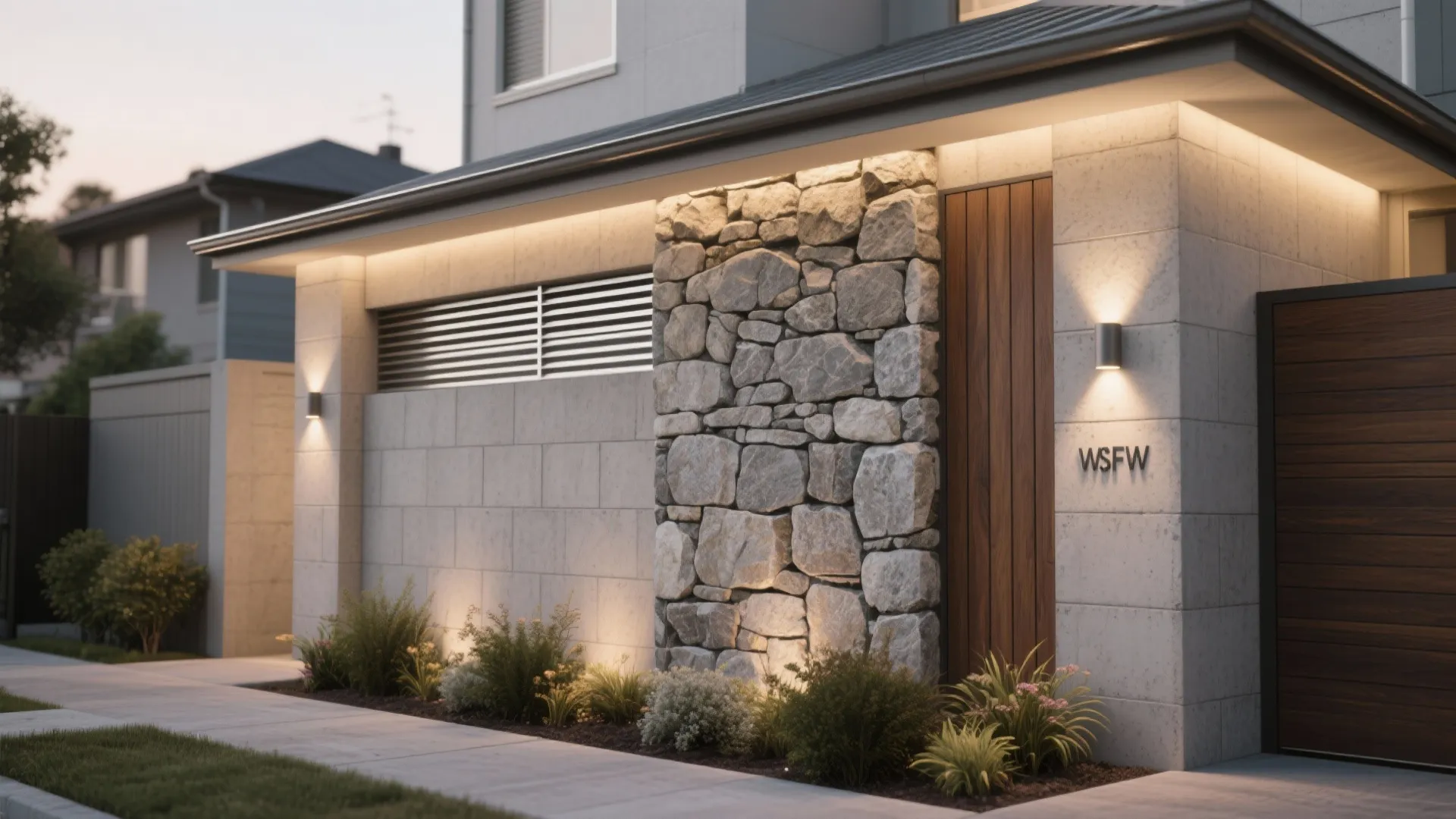 Textured Masonry with Warm Wash Lighting
