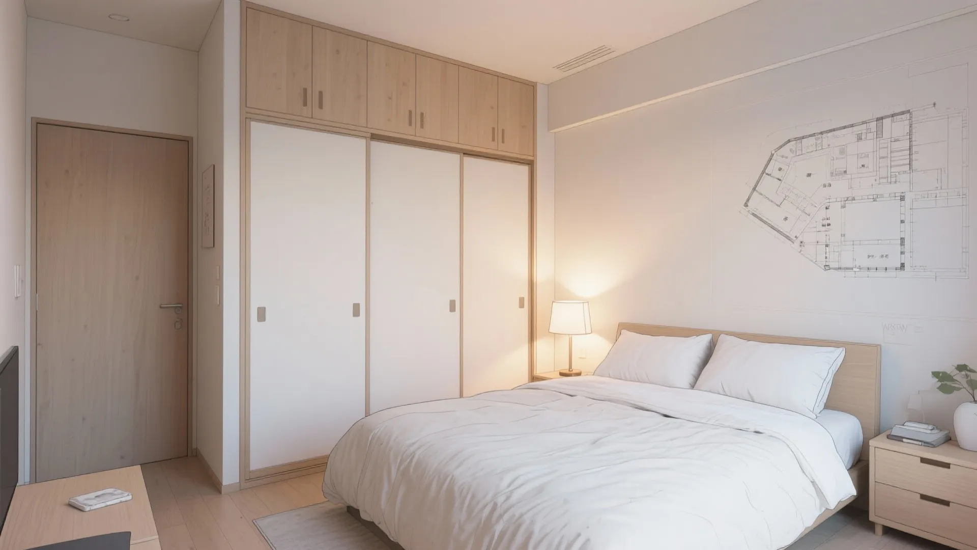 Tips 2: 主寝室は壁面一列収納＋ベッド幅を最適化（收纳技巧・东京小户型）