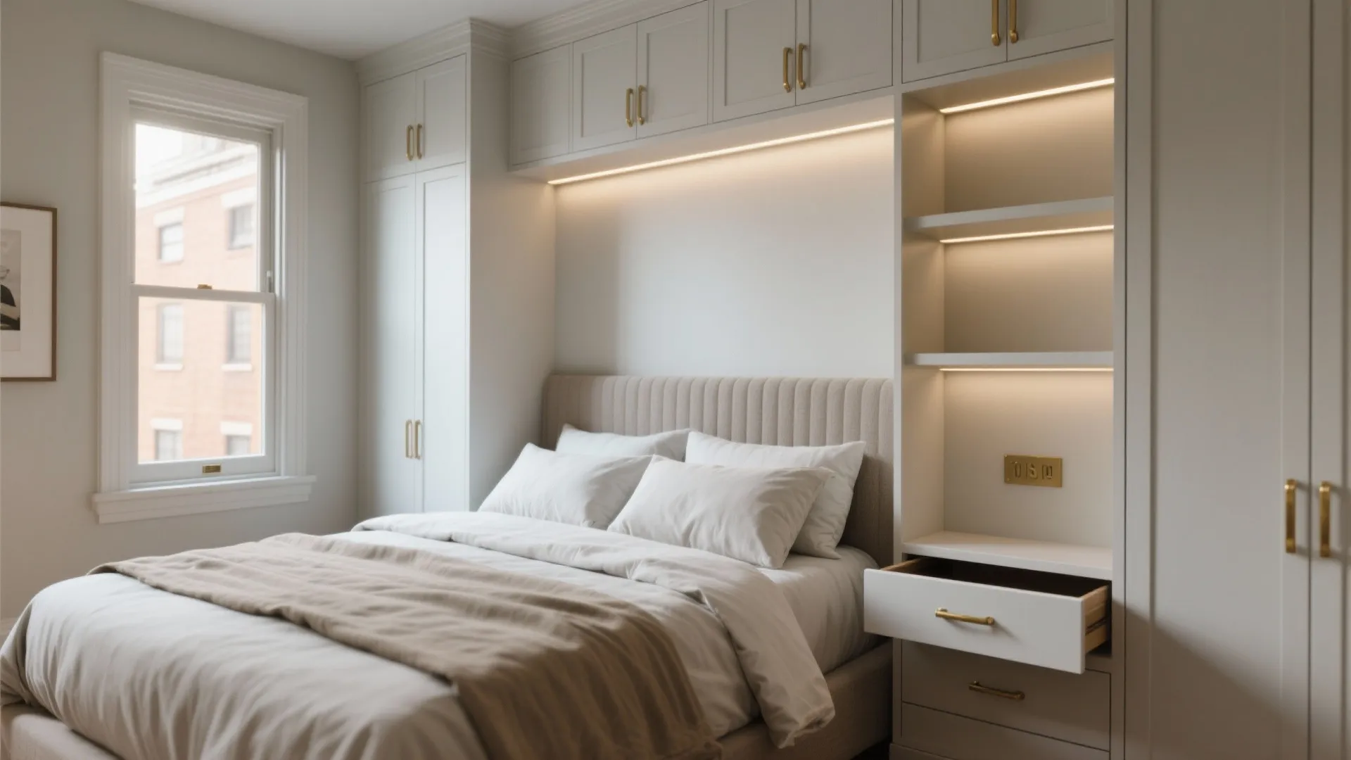 1. Flexible master corner with built-in storage