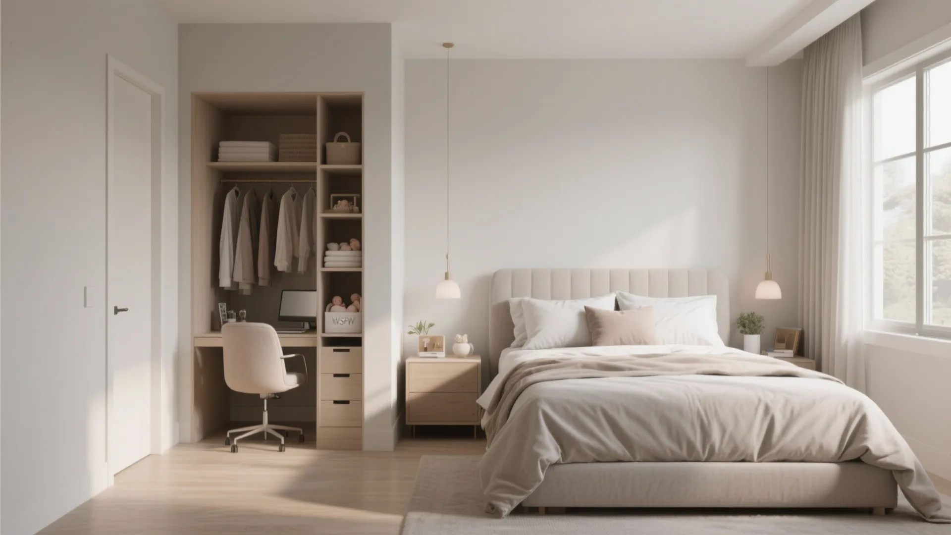 Master suite with walk-in closet swapped for multifunctional space