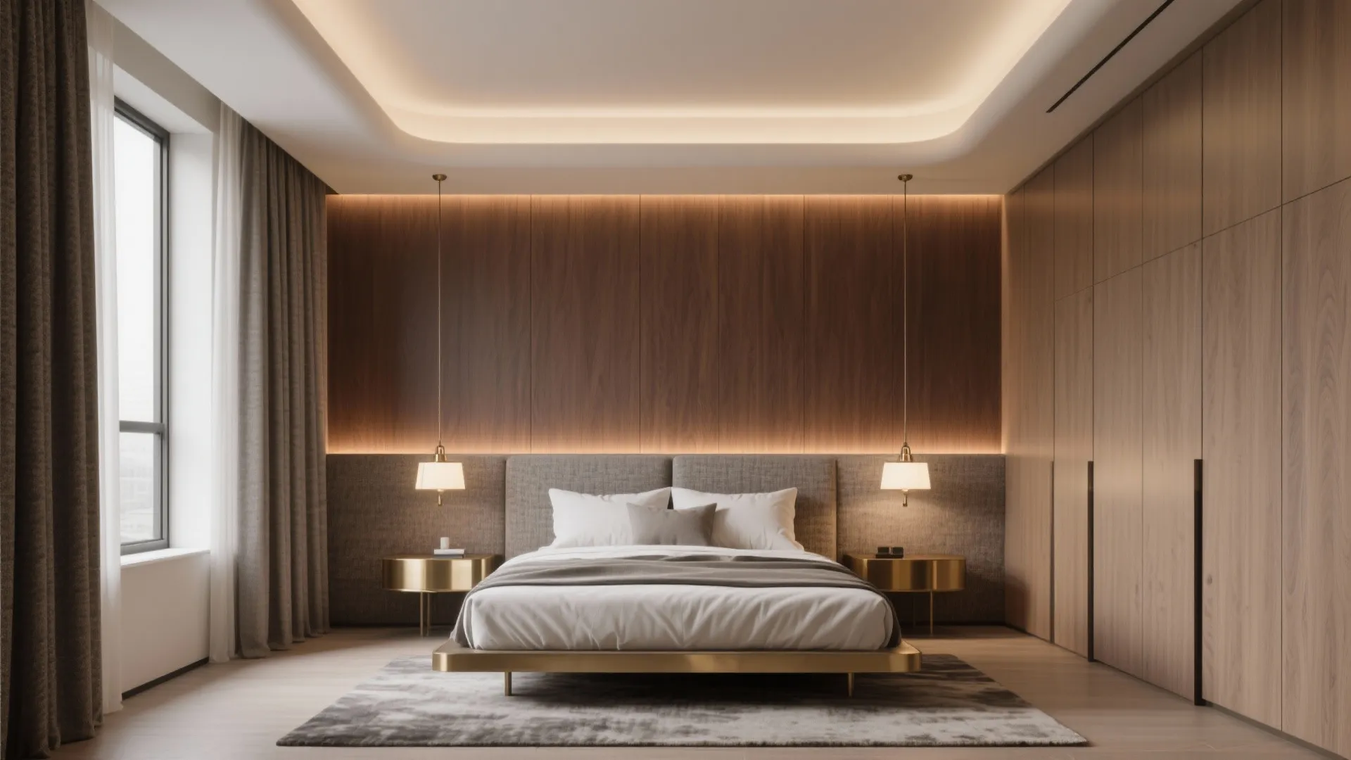 3) Master suite retreat: wardrobe wall + hotel-level acoustics