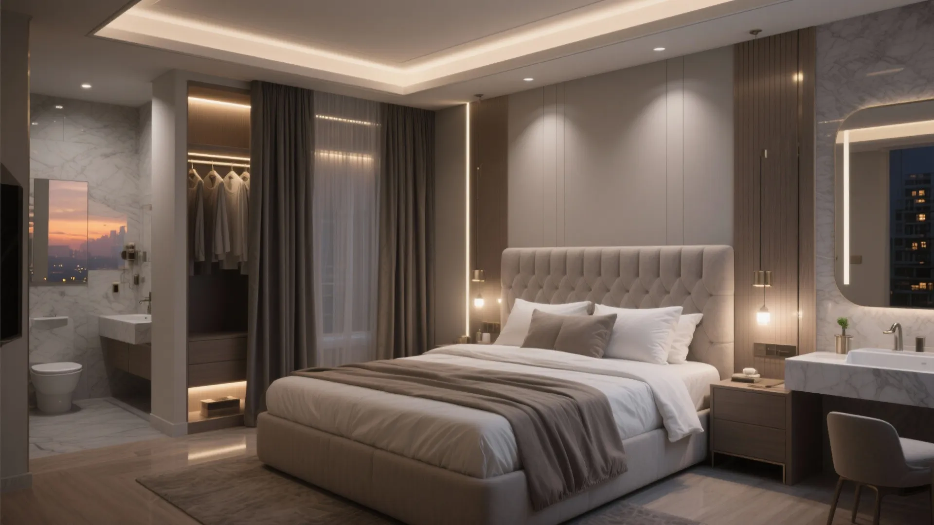 4) Hotel-Style Master Suite: Walk-In Wardrobe + Spa Bath Calm