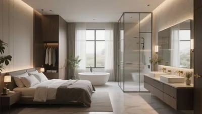 Luxury Suite Bathroom Design with Freestanding Tub