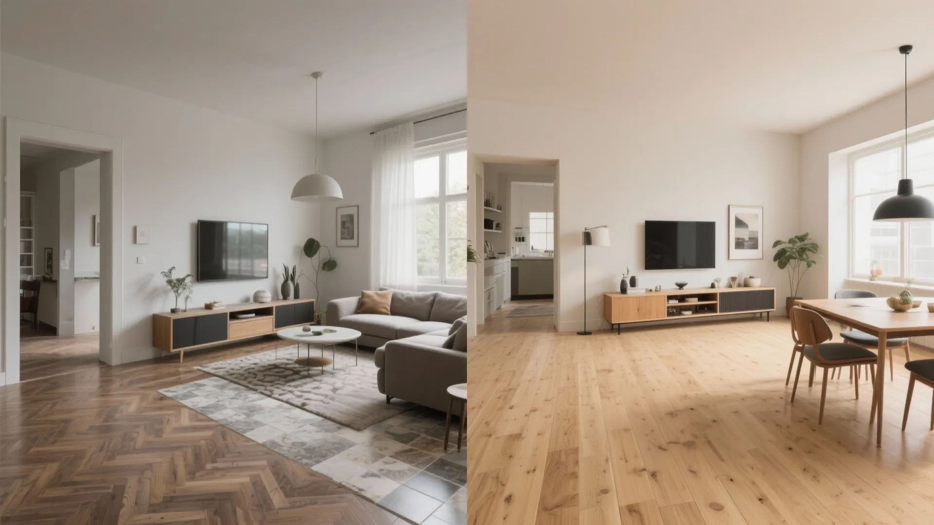 5. Matching Flooring Across the Space