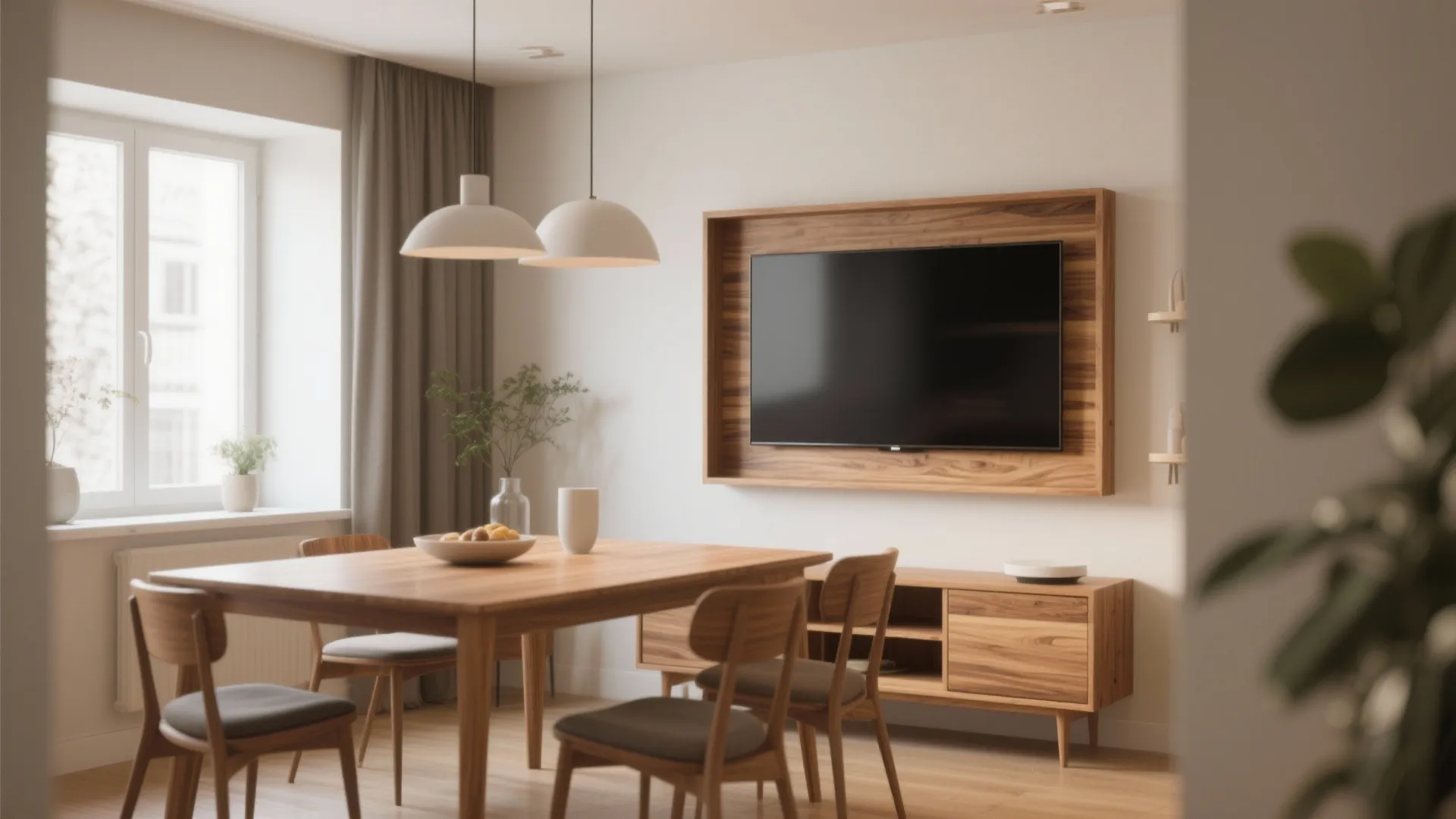 9. Matching TV Frame with Dining Furniture