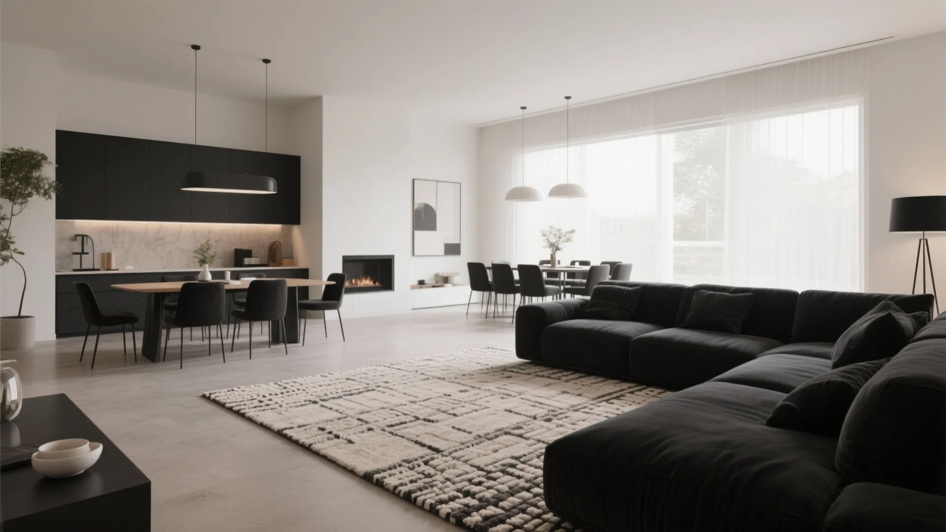 8. Open-Plan Cohesion with Matching Rugs