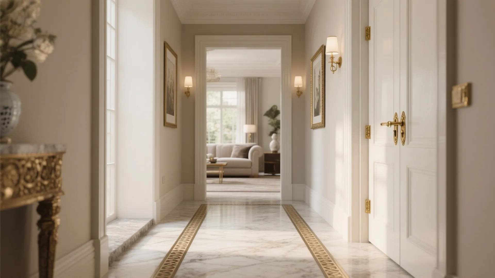 Material choreography: stone, metal, and warm neutrals