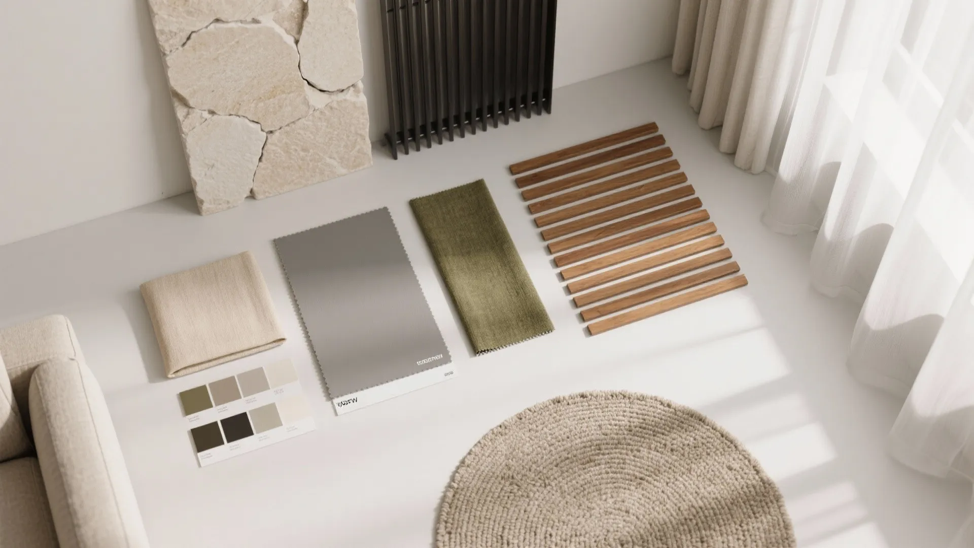 Material and color strategies for small living rooms