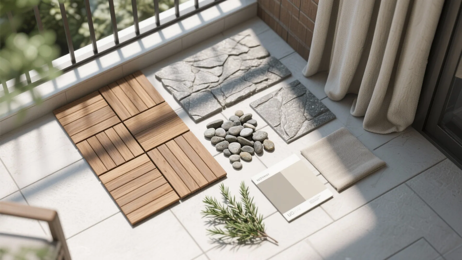 Mixed-Material Block Patterns to Zone the Balcony