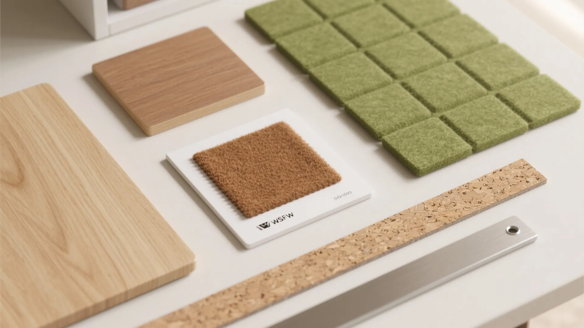 Material palette: warm woods and durable fabrics