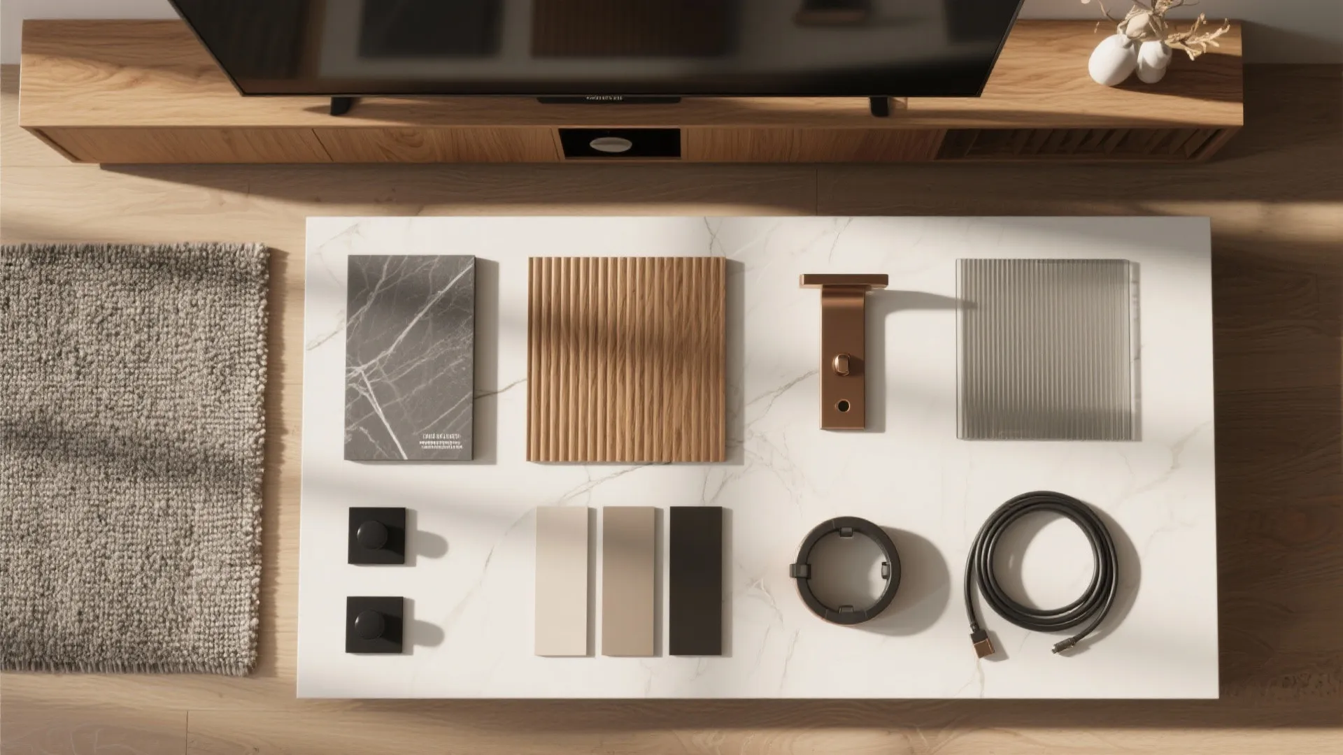 Warm Materials, Texture, and a Multipurpose Media Unit