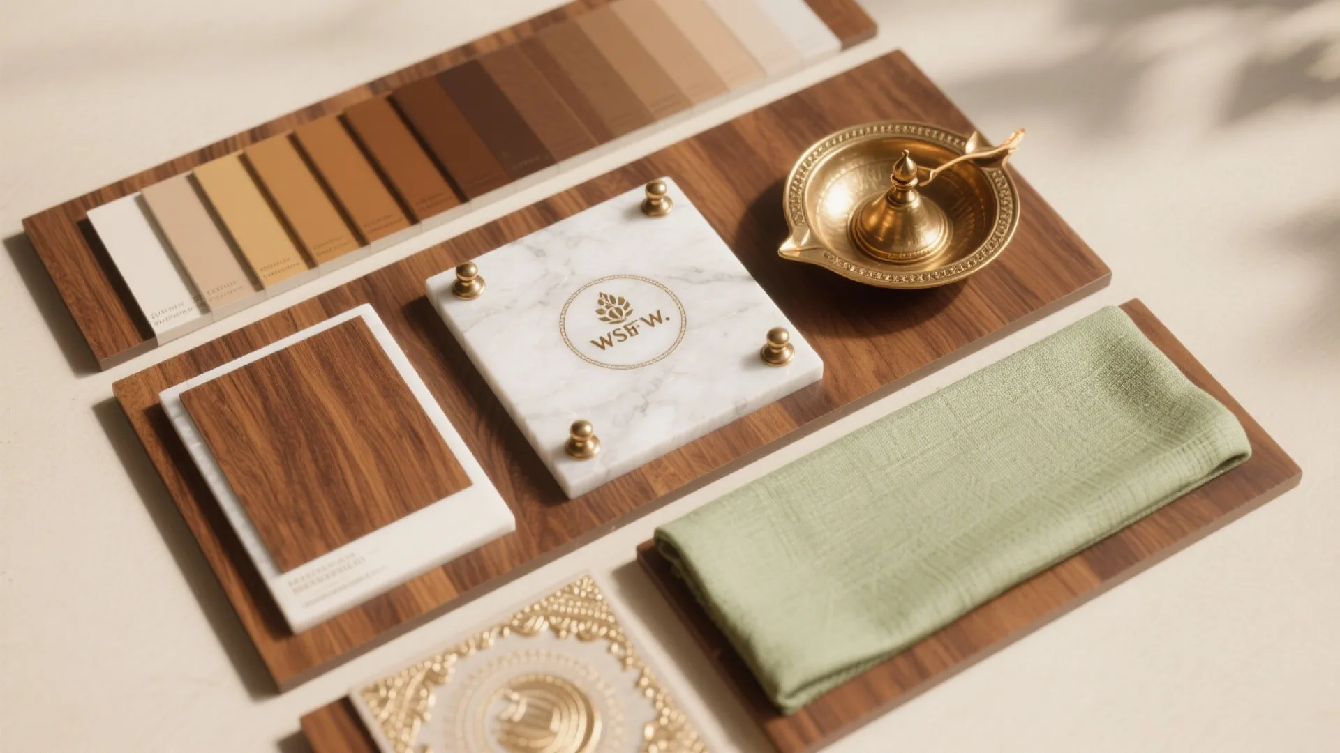 Warm Wood, Brass Accents, and Natural Stone