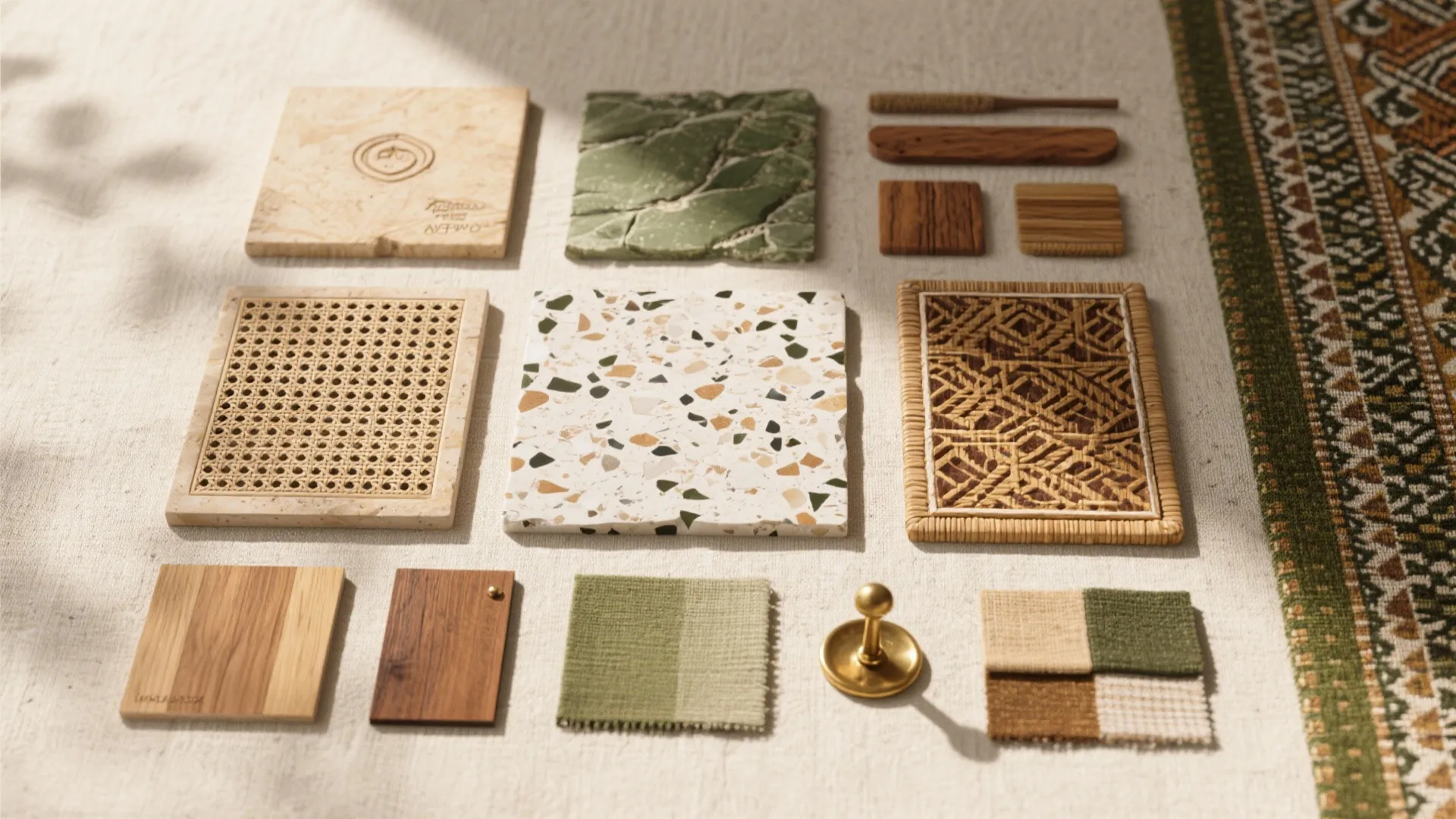 Natural materials and local craft accents