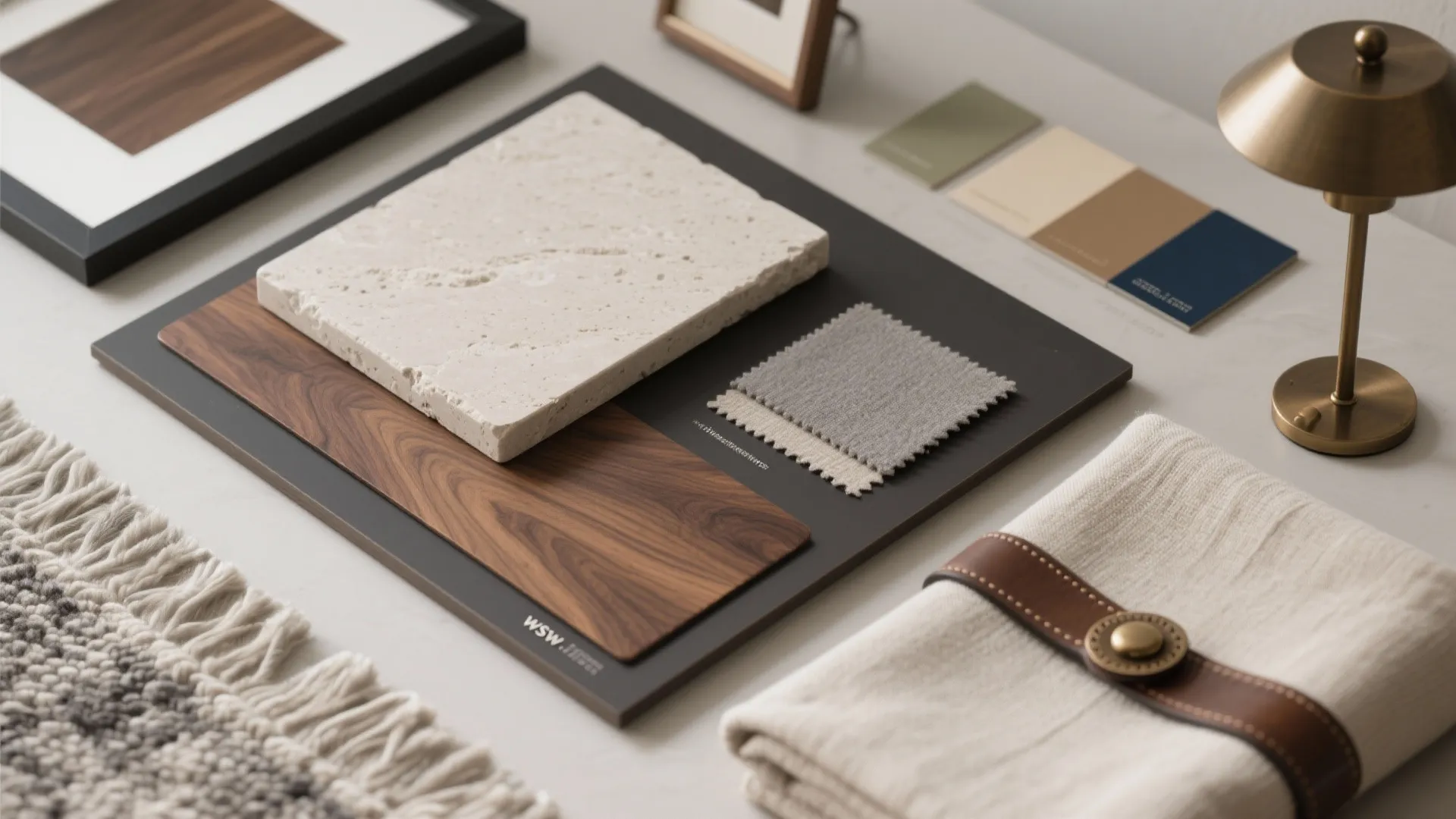 Material palette: quiet luxury in wood, stone, and touchable textiles