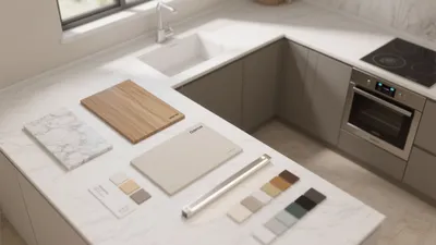 Modern Kitchen Design with Marble Countertops and Neutral Palette