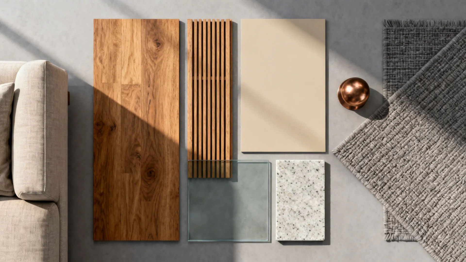 Warm wood accents that bridge the two zones