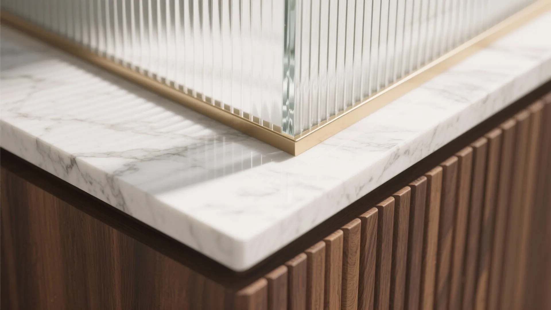 Mixed materials: marble with glass or wood accents