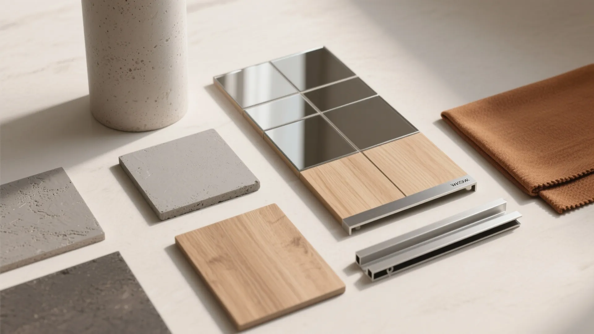 Material Mix: Microcement, Wood, And Mirror Cladding