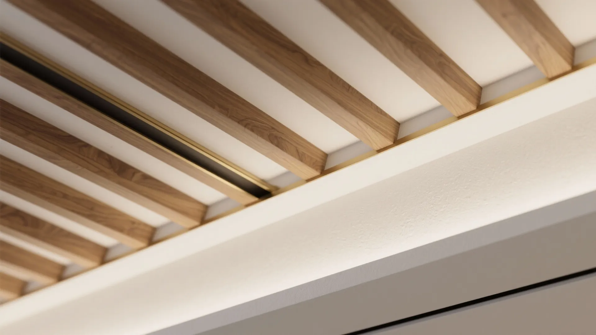 Material Mix: Wood ribs, metal lines, and textured paint