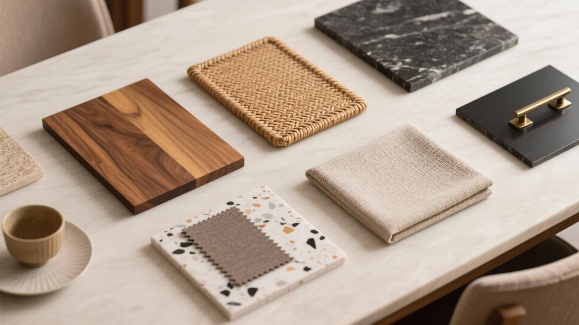 Material Mix: Wood, Rattan, Stone—and Easy Care