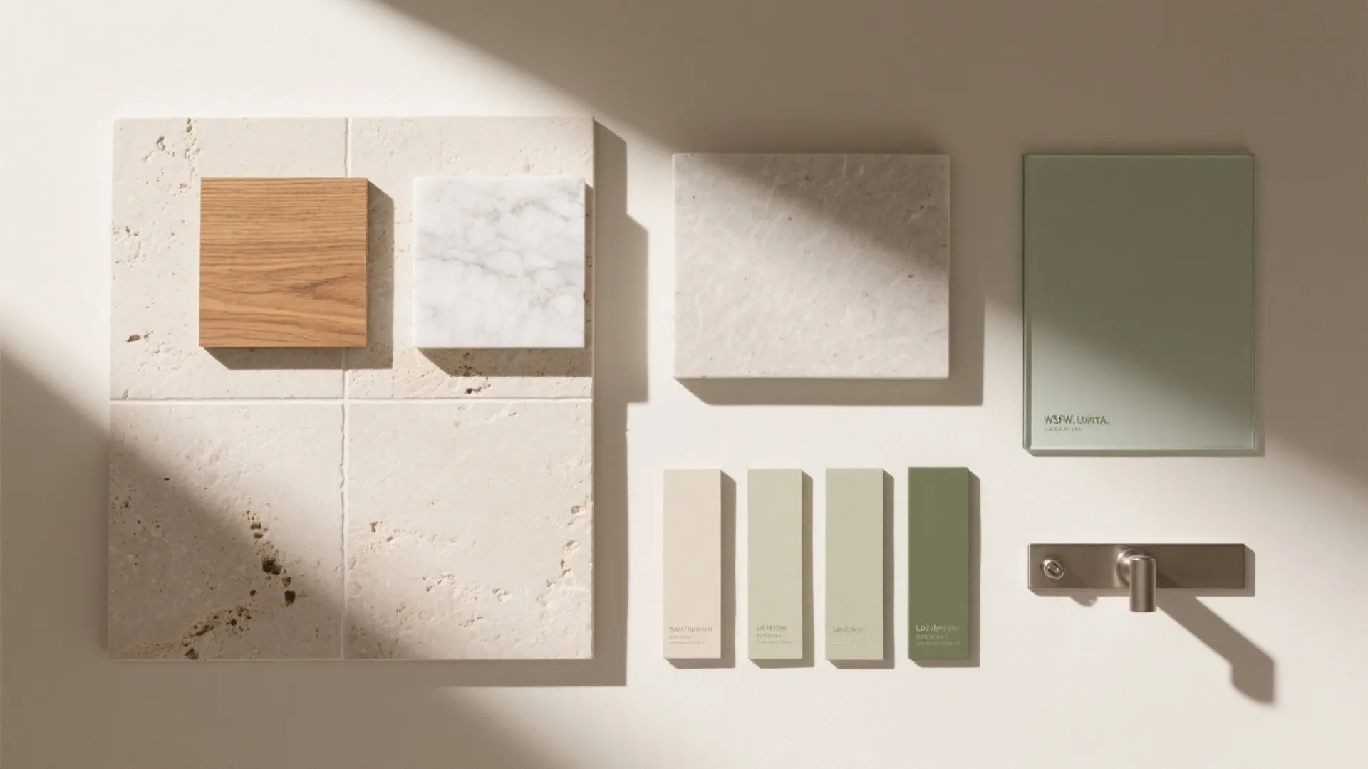 Material Palette: Cool Stone, Warm Wood, and Reflective Surfaces