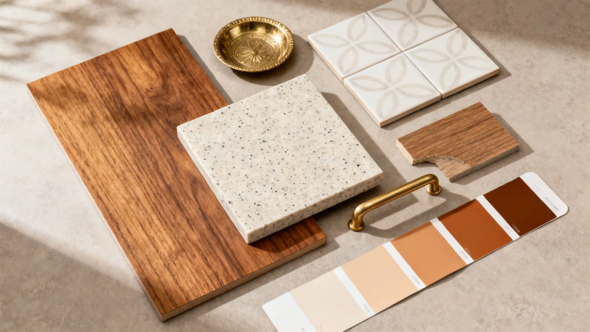 Material palette: warm Indian soul, modern maintenance
